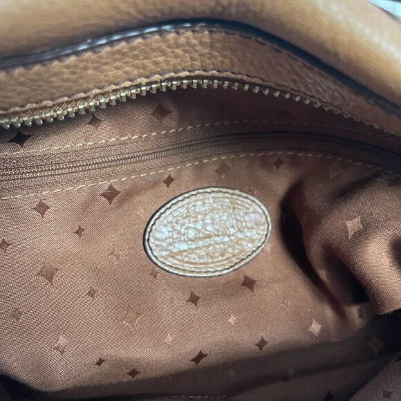 Fossil Marlow Brown Leather satchel faded gold tone hardwares and accent. - Picture 13 of 16